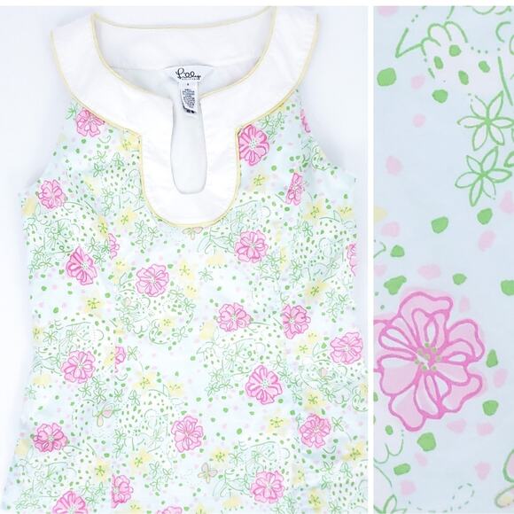Lilly Pulitzer The Good Life Cats Floral Tank Pink Sise Small Sleeveless Summer - Picture 1 of 7